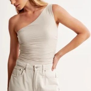 Soft Matte Seamless Asymmetrical Ruched Top - taupe